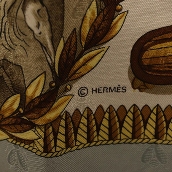 HERMES Carre 90 Scarf ""napoleon"" Silk Gray Auth hk3877