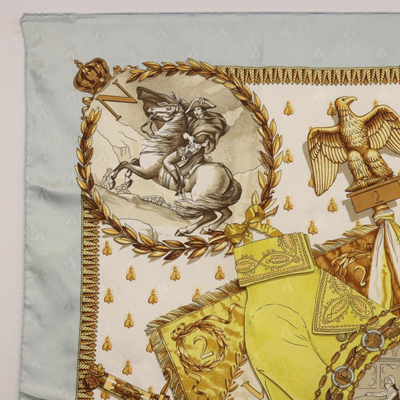 HERMES Carre 90 Scarf ""napoleon"" Silk Gray Auth hk3877