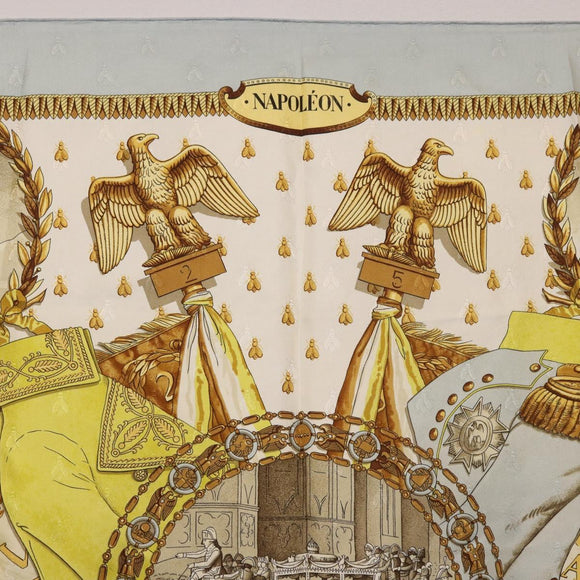 HERMES Carre 90 Scarf ""napoleon"" Silk Gray Auth hk3877
