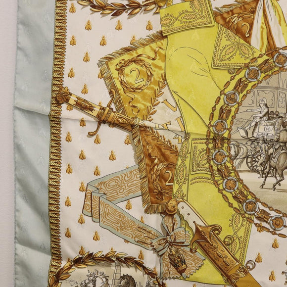 HERMES Carre 90 Scarf ""napoleon"" Silk Gray Auth hk3877
