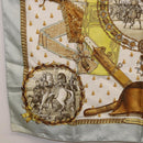 HERMES Carre 90 Scarf ""napoleon"" Silk Gray Auth hk3877-8