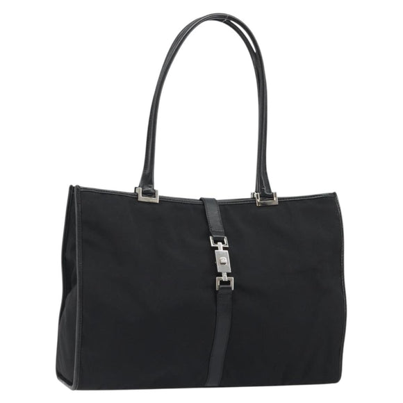 GUCCI Jackie Tote Bag Canvas Black Silver 002 1074 Auth hk3882