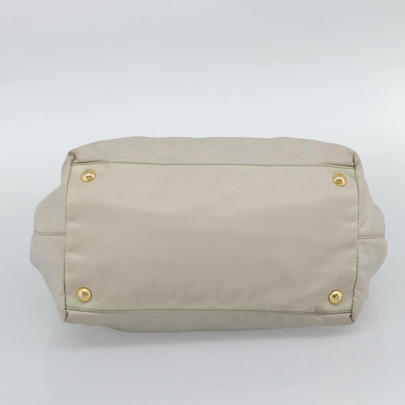 PRADA Hand Bag Nylon Ivory Gold Auth hk3884