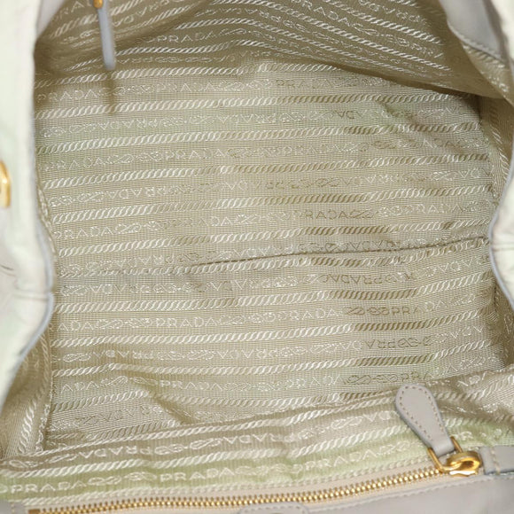 PRADA Hand Bag Nylon Ivory Gold Auth hk3884