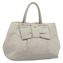 PRADA Hand Bag Nylon Ivory Gold Auth hk3884-1