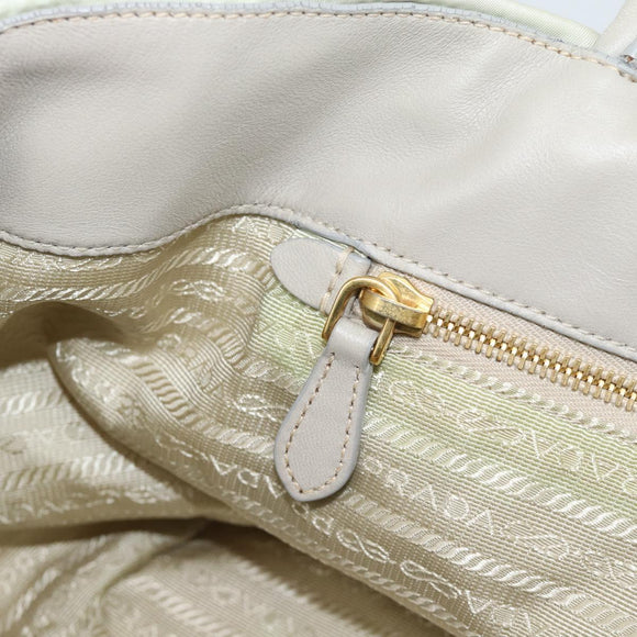 PRADA Hand Bag Nylon Ivory Gold Auth hk3884