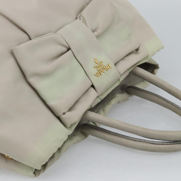 PRADA Hand Bag Nylon Ivory Gold Auth hk3884