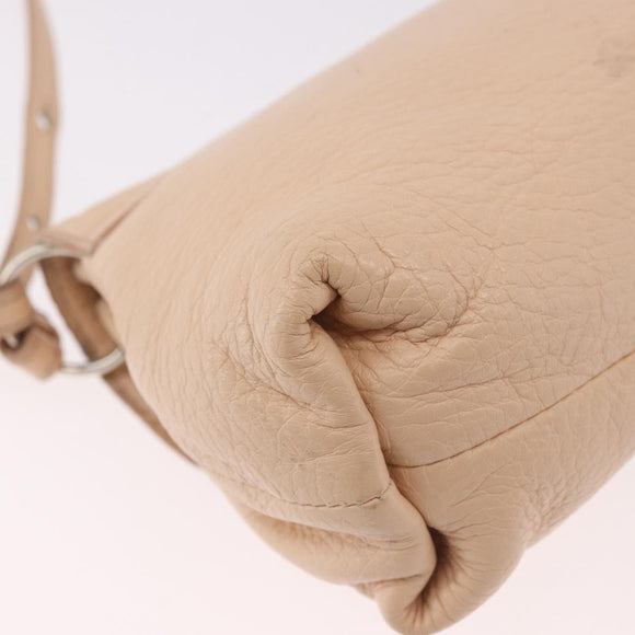 Chloe Lily Hand Bag Leather 2way Beige Gold Auth hk3885