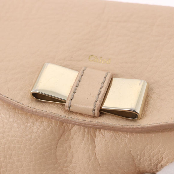 Chloe Lily Hand Bag Leather 2way Beige Gold Auth hk3885