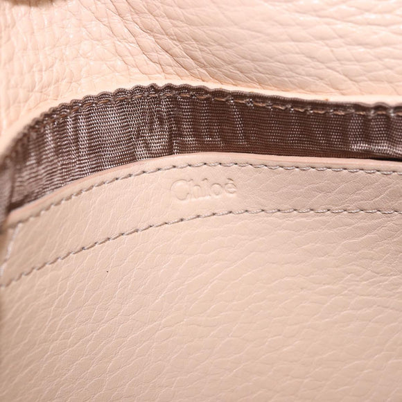 Chloe Lily Hand Bag Leather 2way Beige Gold Auth hk3885