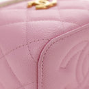 CHANEL Vanity Chain Shoulder Bag Caviar Skin Pink Gold CC Auth hk3887SAM-16