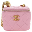 CHANEL Vanity Chain Shoulder Bag Caviar Skin Pink Gold CC Auth hk3887SAM-13