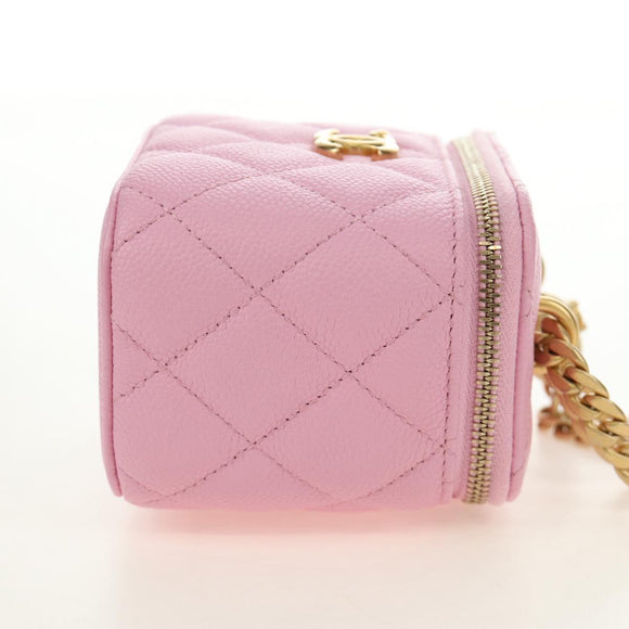 CHANEL Vanity Chain Shoulder Bag Caviar Skin Pink Gold CC Auth hk3887SAM