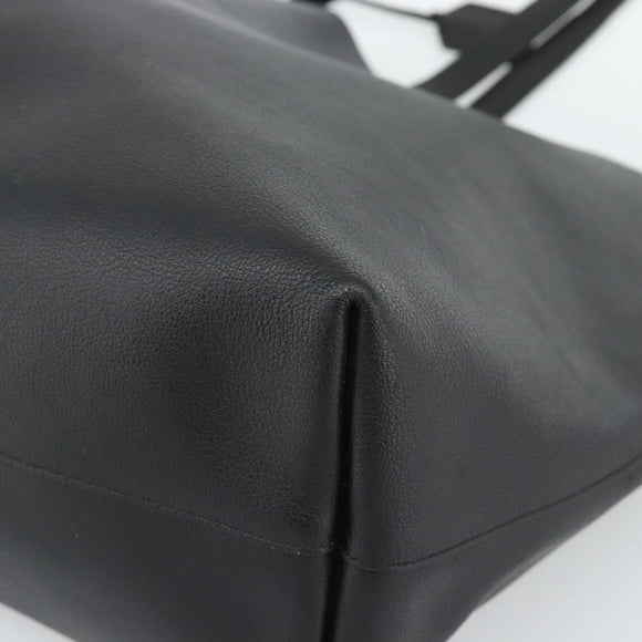 SAINT LAURENT Large Shopping Tote Bag Leather Black Gold Auth hk3891