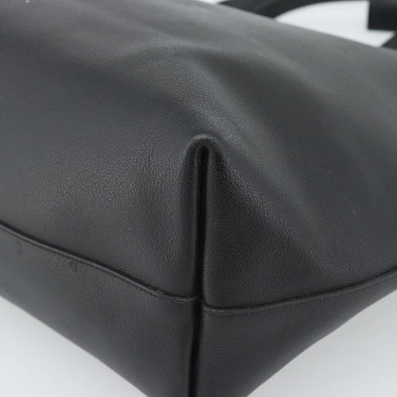 SAINT LAURENT Large Shopping Tote Bag Leather Black Gold Auth hk3891