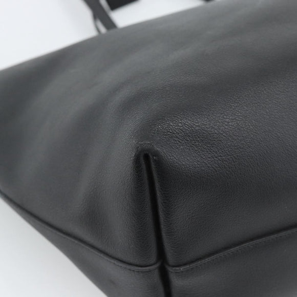 SAINT LAURENT Large Shopping Tote Bag Leather Black Gold Auth hk3891