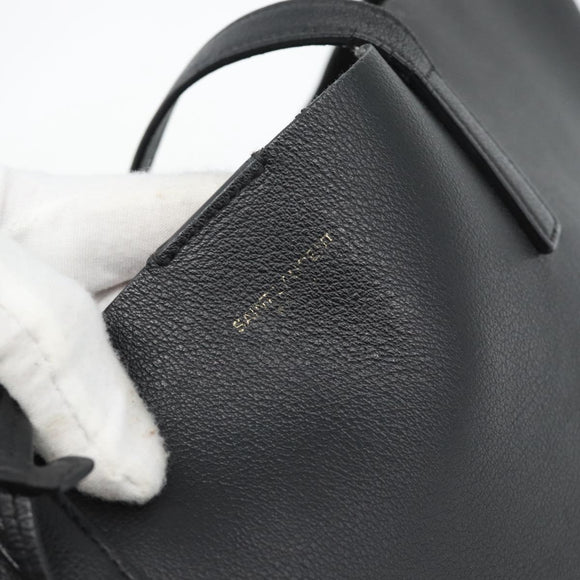 SAINT LAURENT Large Shopping Tote Bag Leather Black Gold Auth hk3891