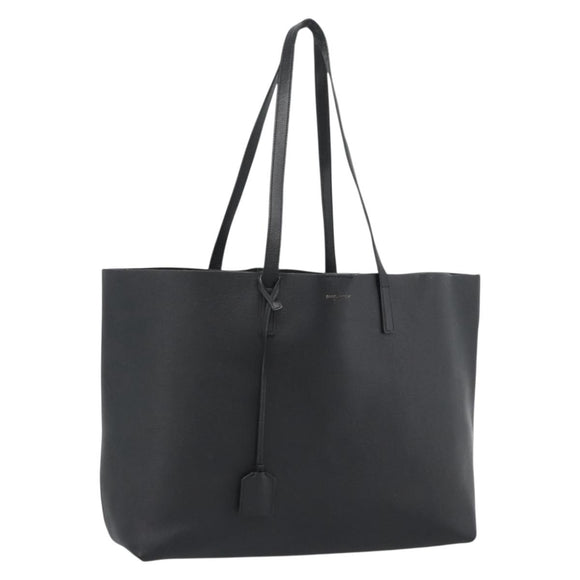 SAINT LAURENT Large Shopping Tote Bag Leather Black Gold Auth hk3891
