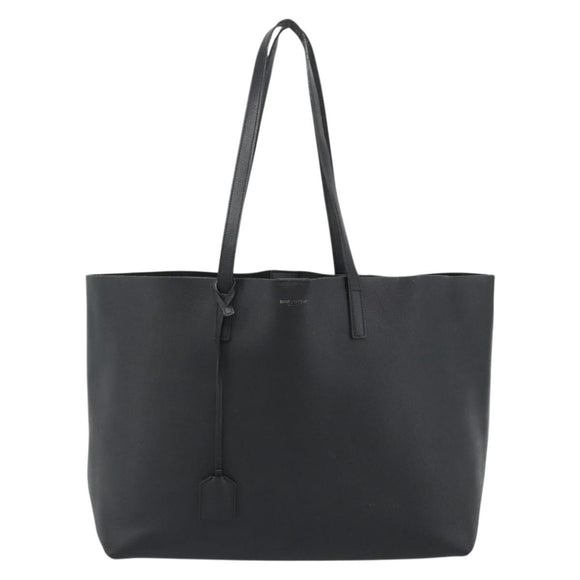 SAINT LAURENT Large Shopping Tote Bag Leather Black Gold Auth hk3891