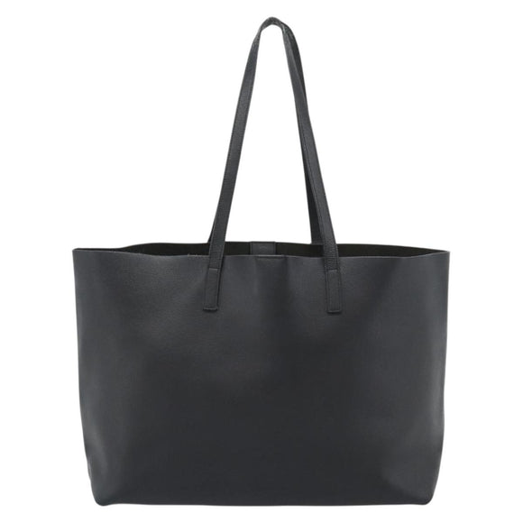 SAINT LAURENT Large Shopping Tote Bag Leather Black Gold Auth hk3891