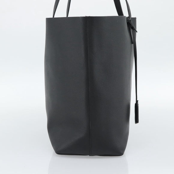 SAINT LAURENT Large Shopping Tote Bag Leather Black Gold Auth hk3891