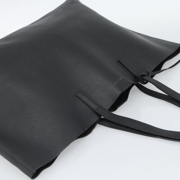 SAINT LAURENT Large Shopping Tote Bag Leather Black Gold Auth hk3891