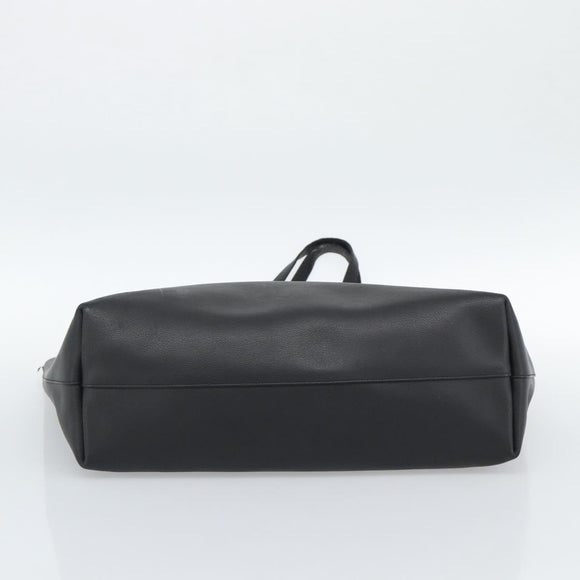 SAINT LAURENT Large Shopping Tote Bag Leather Black Gold Auth hk3891