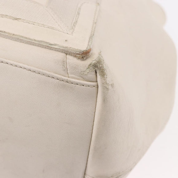 BALENCIAGA Navy Cabas M Hand Bag Leather White Silver 339936 Auth hk3892