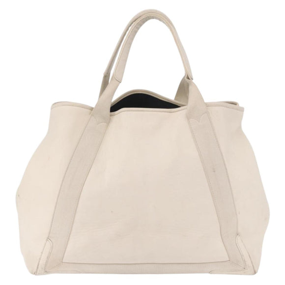 BALENCIAGA Navy Cabas M Hand Bag Leather White Silver 339936 Auth hk3892