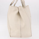 BALENCIAGA Navy Cabas M Hand Bag Leather White Silver 339936 Auth hk3892-5