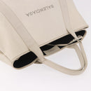 BALENCIAGA Navy Cabas M Hand Bag Leather White Silver 339936 Auth hk3892-7