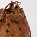 MCM Vicetos Logogram Shoulder Bag PVC Leather Brown Gold Auth hk3898-10