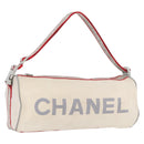 CHANEL Chanel Sports Shoulder Bag Nylon White Silver CC Auth hk3904-1