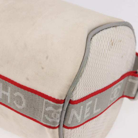 CHANEL Chanel Sports Shoulder Bag Nylon White Silver CC Auth hk3904