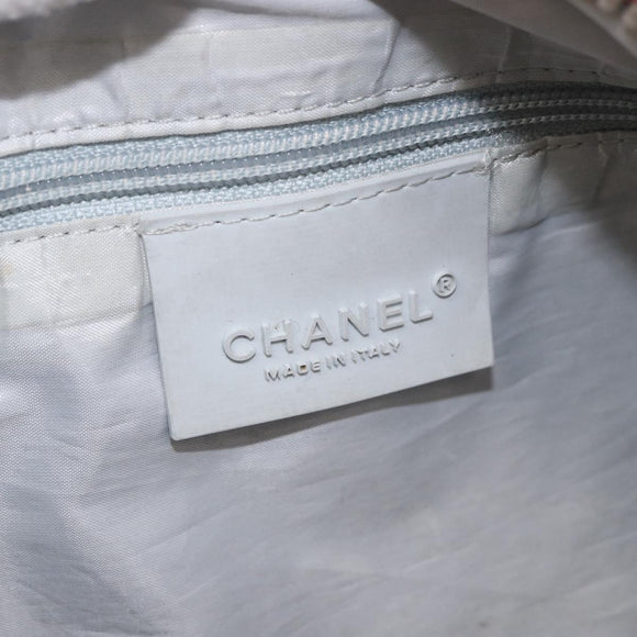 CHANEL Chanel Sports Shoulder Bag Nylon White Silver CC Auth hk3904