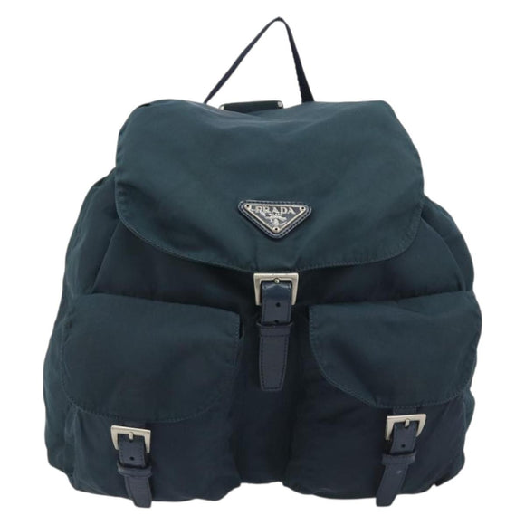 PRADA Backpack Nylon Navy Silver Auth hk3905