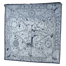 HERMES Carre 140 Scarf ""Peuple Du Vent"" Cashmere Navy Auth hk3921M-1