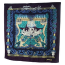HERMES Carre 140 Scarf ""Le Paradis du Ray"" Cashmere Navy Auth hk3922M-1