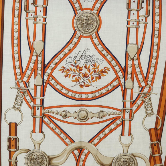 HERMES Carre 140 Scarf ""Grand Tralala"" Cashmere Beige Auth hk3925V