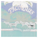 HERMES Carre 140 Scarf ""TROPIQUES"" Cashmere Blue Auth hk3926M-11