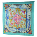 HERMES Carre 140 Scarf ""TROPIQUES"" Cashmere Blue Auth hk3926M-1
