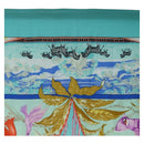 HERMES Carre 140 Scarf ""TROPIQUES"" Cashmere Blue Auth hk3926M-3