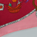HERMES Carre 90 Scarf ""LES FOLIES DU CIEL"" Silk Pink Auth hk3927V-15