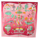 HERMES Carre 90 Scarf ""LES FOLIES DU CIEL"" Silk Pink Auth hk3927V-16
