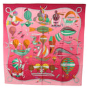 HERMES Carre 90 Scarf ""LES FOLIES DU CIEL"" Silk Pink Auth hk3927V-1