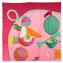 HERMES Carre 90 Scarf ""LES FOLIES DU CIEL"" Silk Pink Auth hk3927V-2