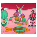 HERMES Carre 90 Scarf ""LES FOLIES DU CIEL"" Silk Pink Auth hk3927V-3
