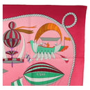 HERMES Carre 90 Scarf ""LES FOLIES DU CIEL"" Silk Pink Auth hk3927V-4