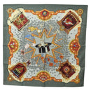 HERMES Carre 90 Scarf ”La Magie"" Silk Gray Auth hk3928M-1
