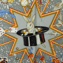 HERMES Carre 90 Scarf ”La Magie"" Silk Gray Auth hk3928M-6